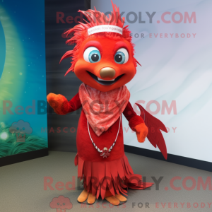 Rød Barracuda maskot...