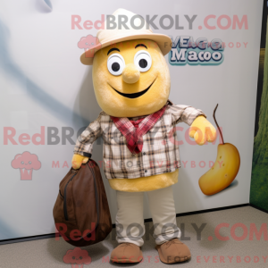 Beige Mango maskot kostume...