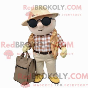 Beige Mango maskot kostume...