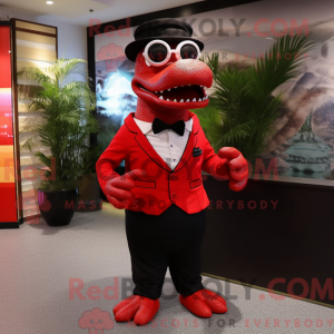 Rode krokodil mascotte...