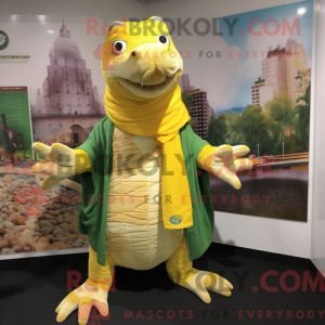 Gul krokodille maskot...