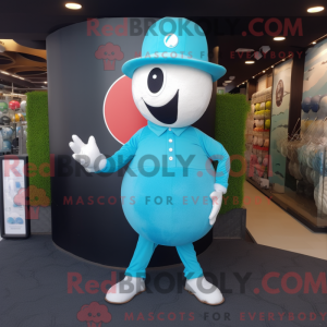 Cyan golfball maskot drakt...