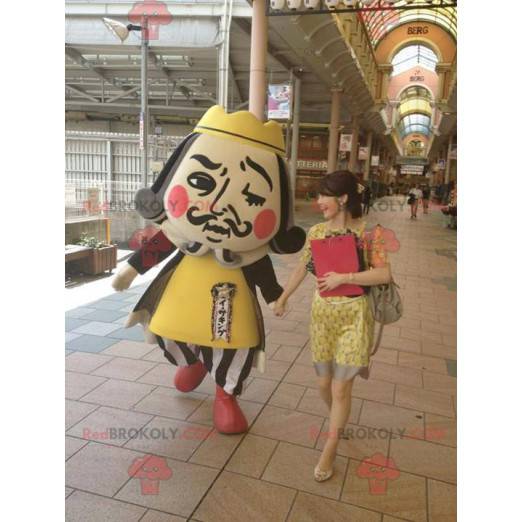 Imperial man king mascot in yellow and black outfit -