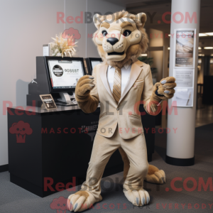 Beige Smilodon maskot...