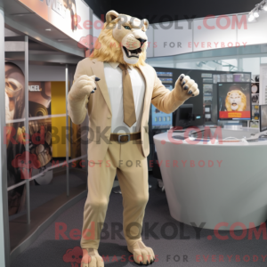 Beige Smilodon mascot...