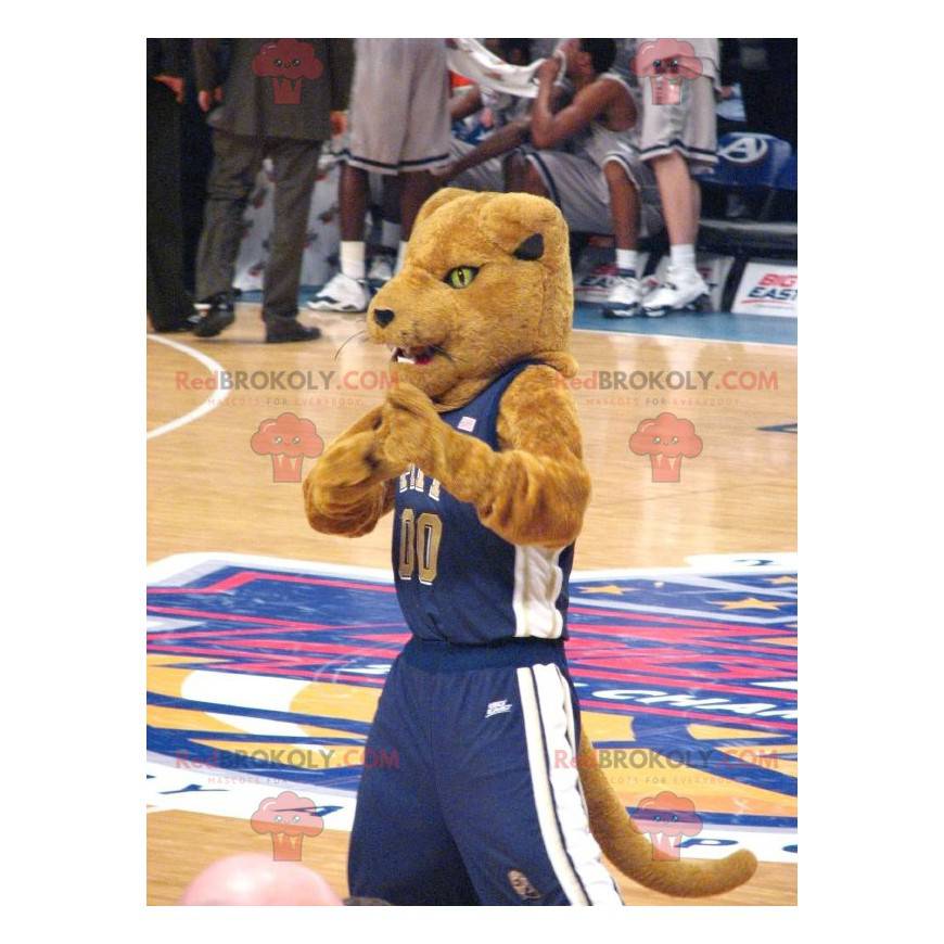 Mascote tigre marrom em roupas esportivas - Redbrokoly.com Mascote tigre marrom em roupas esportivas - Redbrokoly.com