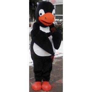 Pinguino mascotte nero bianco e arancione. Costume da pinguino