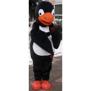 Pingvin maskot svart vit och orange. Penguin kostym -