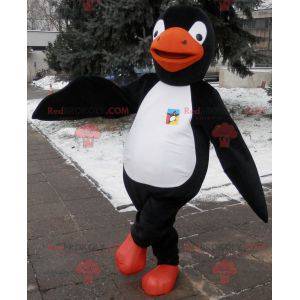 Penguin mascot black white and orange. Penguin costume -