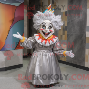 Sølv klovne maskot kostume...