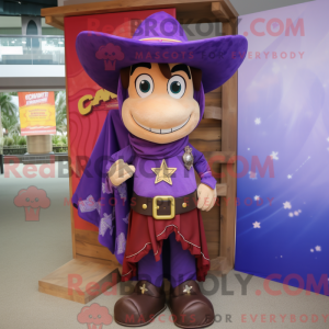 Lilla Cowboy maskot kostume...