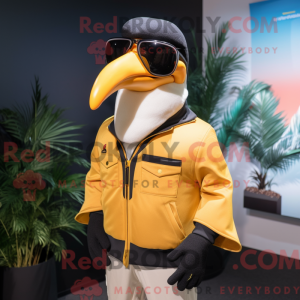 Guld Tucan maskot kostume...