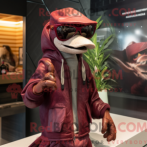 Fantasia de mascote de Dimorphodon marrom com parca e óculos de sol - Mascotes Dimorphodon - REBROKO_231414 - RedBrokoly.com
