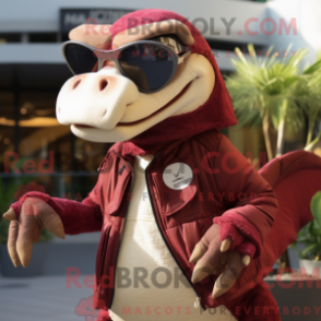 Fantasia de mascote de Dimorphodon marrom com parca e óculos de sol - Mascotes Dimorphodon - REBROKO_231415 - RedBrokoly.com