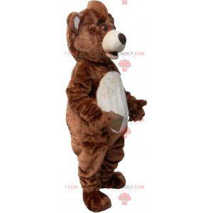 Brown and white teddy bear mascot with a crest - Redbrokoly.com