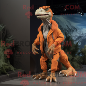 Orange Utahraptor maskot...
