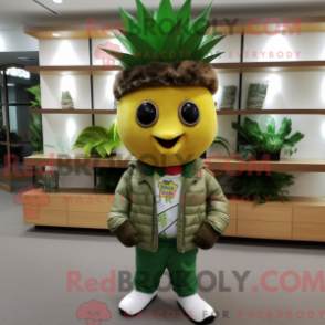 Maskottchenkostüm Olive Aas mit Lederjacke und Schuhclips - Ananas-Maskottchen - REBROKO_231510 - RedBrokoly.com