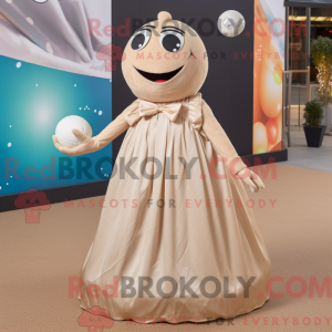 Beige Petanque Ball mascot...