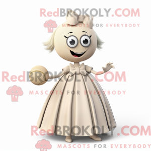 Beige Petanque Ball mascot...