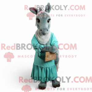 Teal Donkey mascot costume...