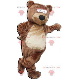 Mascote urso marrom e bege macio e fofo - Redbrokoly.com