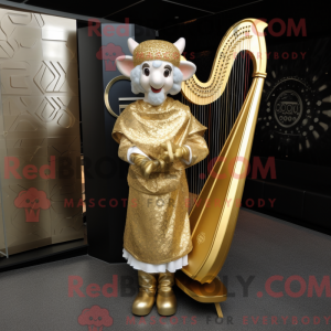 Gold Celtic Harpe maskot...