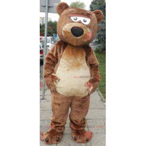 Mascote urso marrom e bege macio e fofo - Redbrokoly.com