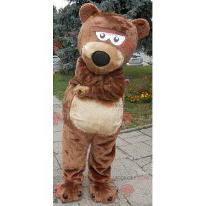Mascote urso marrom e bege macio e fofo - Redbrokoly.com