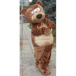 Mascote urso marrom e bege macio e fofo - Redbrokoly.com