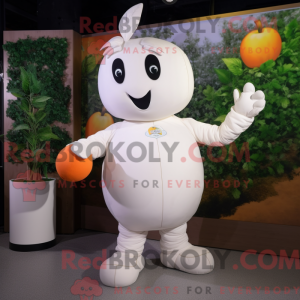 Hvit aprikos maskot drakt...