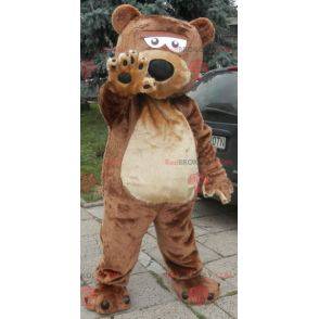 Měkký a roztomilý hnědý a béžový medvěd maskot - Redbrokoly.com