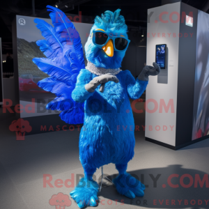 Blue Rooster maskot kostume...