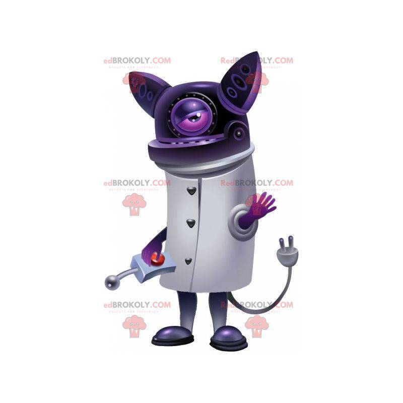 Lila Katzenmaskottchen des futuristischen Roboters -