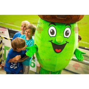 Giant brown and green acorn mascot. Acorn costume -