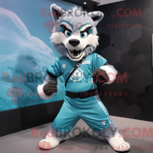 Cyan Say Wolf maskot...