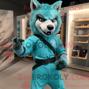 Cyan Say Wolf maskot...