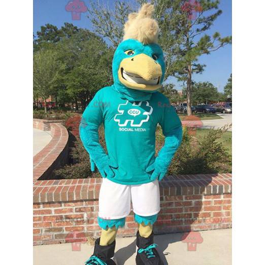 Giant green yellow and white eagle mascot - Redbrokoly.com