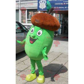 Giant brown and green acorn mascot. Acorn costume -