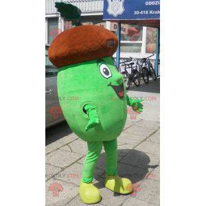 Mascote gigante de bolota marrom e verde. Fantasia de bolota -