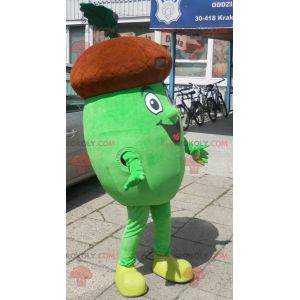 Riesiges braunes und grünes Eichelmaskottchen. Eichel Kostüm -