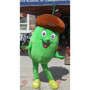 Mascote gigante de bolota marrom e verde. Fantasia de bolota -