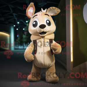 Beige hjortmaskotdraktfigur...