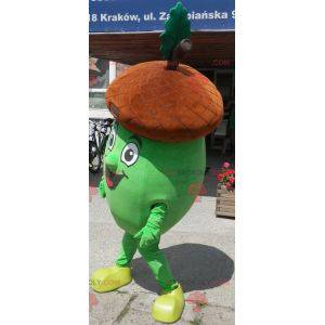 Giant brown and green acorn mascot. Acorn costume -