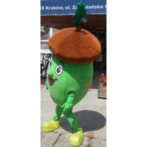 Giant brown and green acorn mascot. Acorn costume -