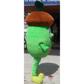 Giant brown and green acorn mascot. Acorn costume -