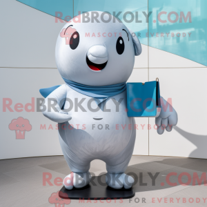 Silver Whale mascot costume...