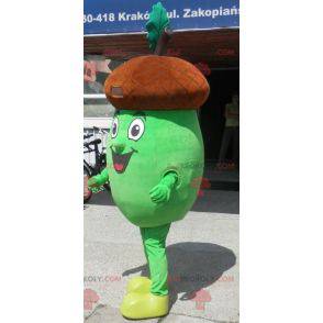 Mascotte gigante della ghianda marrone e verde. Costume da