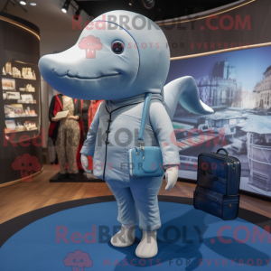 Silver Whale mascot costume...