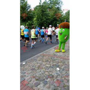 Giant brown and green acorn mascot. Acorn costume -