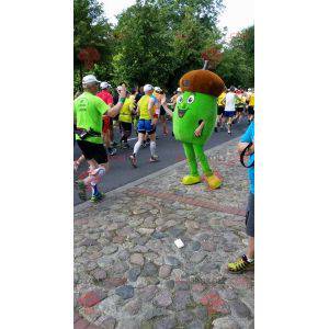 Mascota gigante de bellota marrón y verde. Disfraz de bellota -